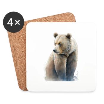 Aquarelle Grizzly Bear Aquarelle - Dessous de verre (lot de 4) - blanc - Devant