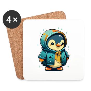 Pingouin Adorable pour Enfants et Bébés - Dessous de verre (lot de 4) - blanc - Devant