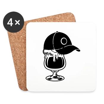 Beer Wine Whiskey Schnapps Alcohol - Coasters (set of 4) - white - Front