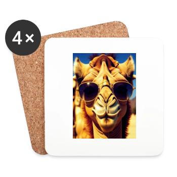 Cool Camel Holiday selfie Desert Sunglasses Comic - Dessous de verre (lot de 4) - blanc - Devant