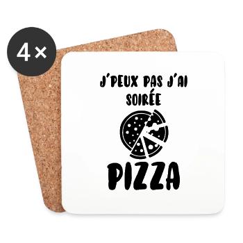 Je peux pas j'ai soirée pizza - Dessous de verre (lot de 4) - blanc - Devant