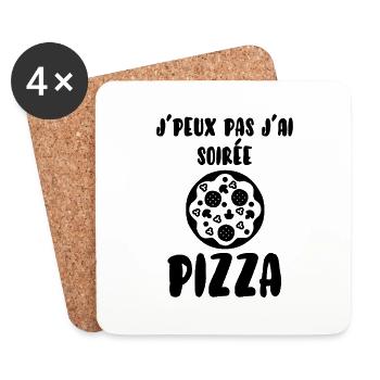 Je peux pas j'ai soirée pizza - Dessous de verre (lot de 4) - blanc - Devant