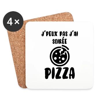 Je peux pas j'ai soirée pizza - Dessous de verre (lot de 4) - blanc - Devant
