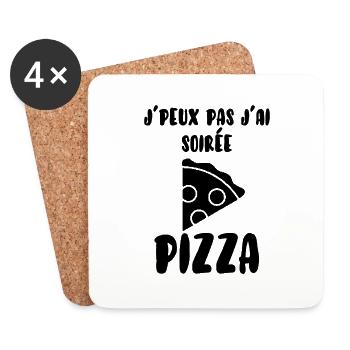 Je peux pas j'ai soirée pizza - Dessous de verre (lot de 4) - blanc - Devant
