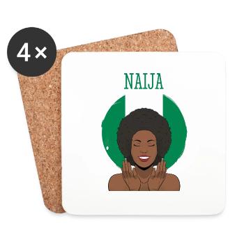 Nigéria Nigérian Afrique Flag Fierté I Cadeau - Dessous de verre (lot de 4) - blanc - Devant