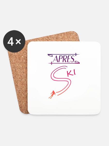 Apres Ski Pistensau Skihase Geschenk - Untersetzer (4er-Set) - Weiß