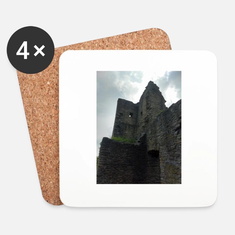 Burg Ruine - Untersetzer (4er-Set) - Weiß