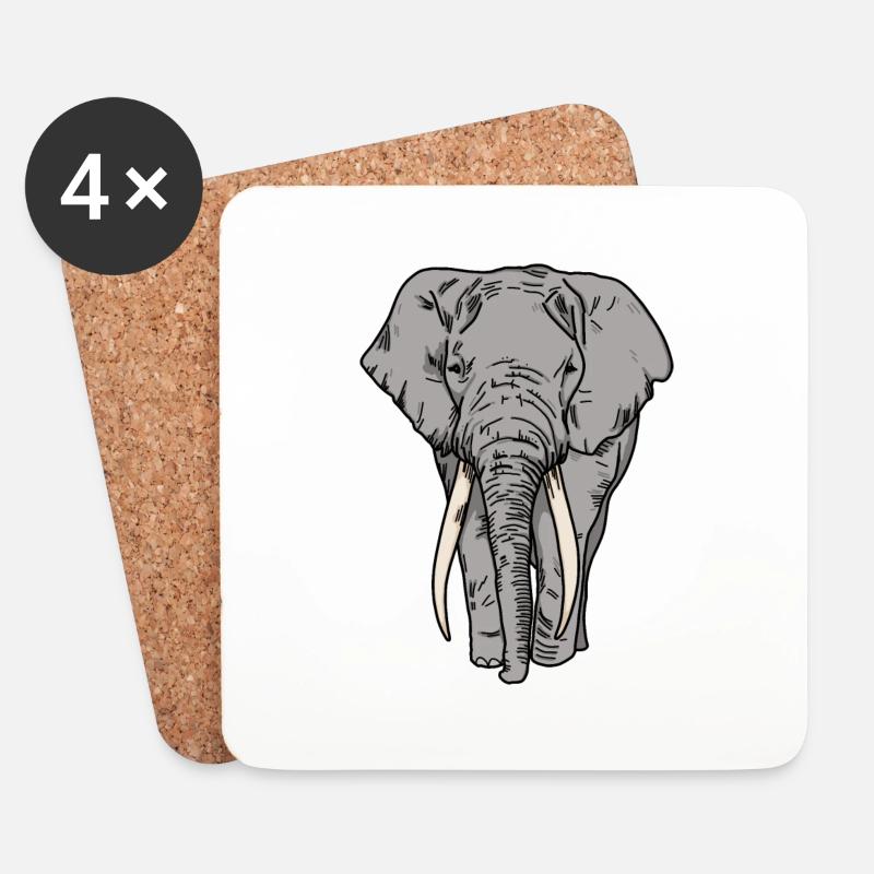 Afrikanischer Elefant - Untersetzer (4er-Set) - Weiß