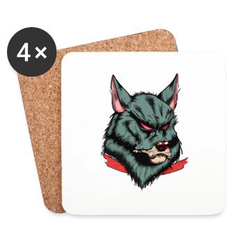 Ace le loup furieux - Dessous de verre (lot de 4) - blanc - Devant