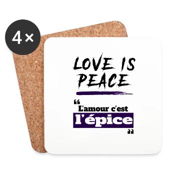 L'amour c'est l'épice - expression camerounaise - Dessous de verre (lot de 4) - blanc - Devant