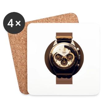 Sporty wristwatch as chrono with leather strap - Coasters (set of 4) - white - Front