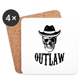 Skull Cowboy Outlaw - Coasters (set of 4) - white - Front