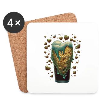 Cœur de bière dans un verre de bière artisanale - Dessous de verre (lot de 4) - blanc - Devant