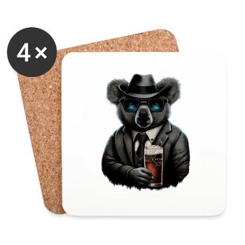 Cool koala in a suit with beer - Coasters (set of 4) - white - Front