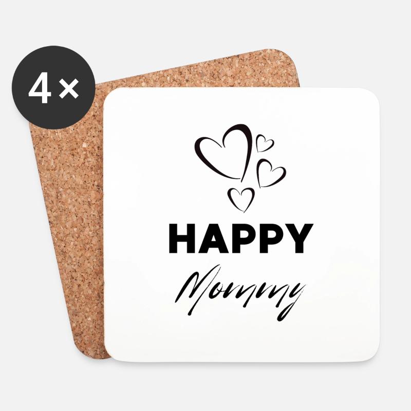 Happy Mommy - Untersetzer (4er-Set) - Weiß