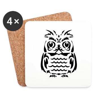 Hibou - Dessous de verre (lot de 4) - blanc - Devant