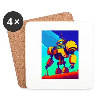 Savage Style: A Retro-Futuristic Robot Skeleton - Coasters (set of 4) - white - Front