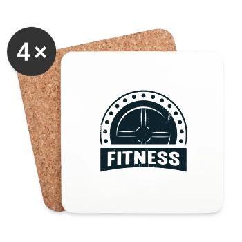 Fitness Hantel Schwarz - Untersetzer (4er-Set) - Weiß - Vorne
