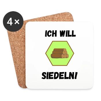 Ich will siedeln - Untersetzer (4er-Set) - Weiß - Vorne