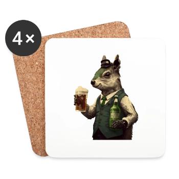 schickes Eichhörnchen Gentleman mit Bier - Untersetzer (4er-Set) - Weiß - Vorne