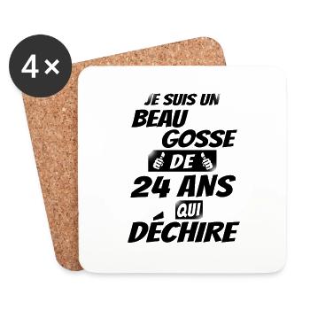 beau gosse de 24 ans qui déchire / anniversaire 24 - Dessous de verre (lot de 4) - blanc - Devant