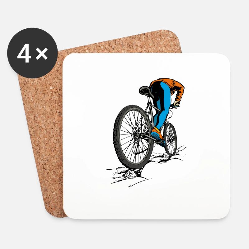 Mountainbiker - Untersetzer (4er-Set) - Weiß