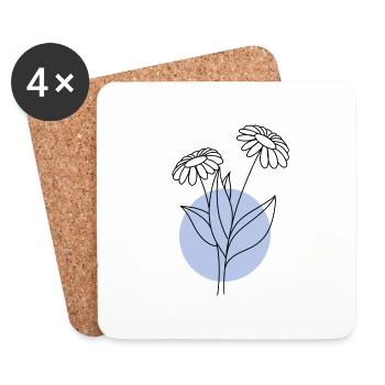 Flower blue circle - Coasters (set of 4) - white - Front