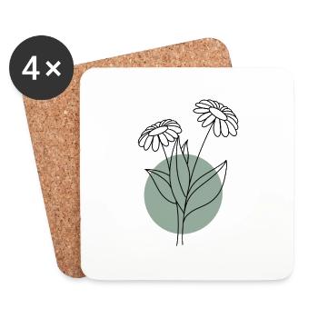 Flower with green circle - Coasters (set of 4) - white - Front
