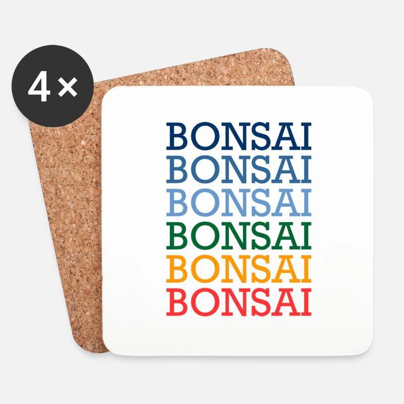 bunter Bonsai Baum Spruch Japan Geschenk - Untersetzer (4er-Set) - Weiß