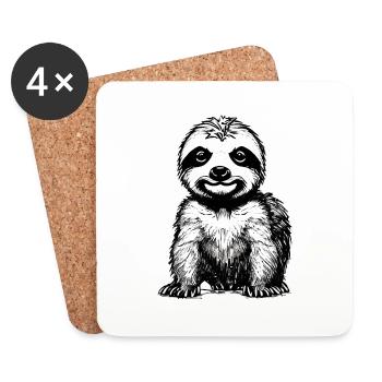 Sloth Fatigue Sloth Drawing Sloths - Coasters (set of 4) - white - Front