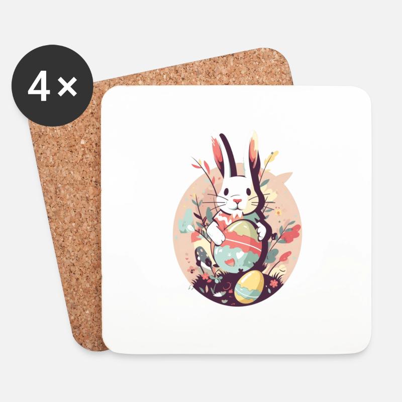 Osterhase - Untersetzer (4er-Set) - Weiß