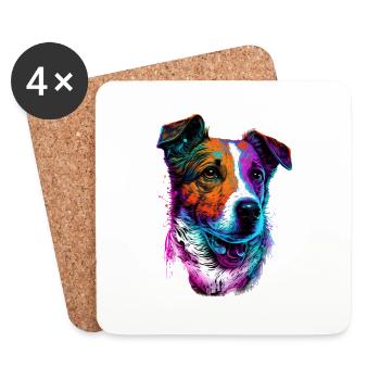 Jack Russell Terrier 80s Gift - Coasters (set of 4) - white - Front
