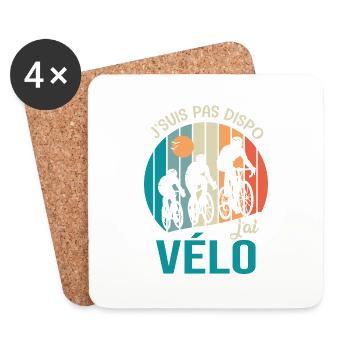 vélo pas dispo j ai velo Humour sport club - Dessous de verre (lot de 4) - blanc - Devant