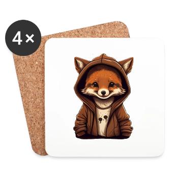 Teenagerfuchs mit Hoodie - Untersetzer (4er-Set) - Weiß - Vorne