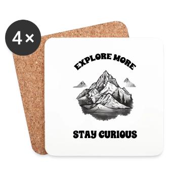 Explore more, be curious - Coasters (set of 4) - white - Front