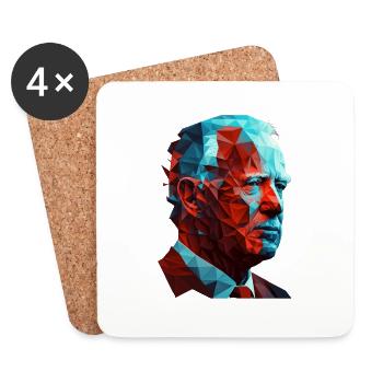 Joe Biden Low Polygon Red Blue Graphic Design - Coasters (set of 4) - white - Front