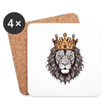 Lion avec couronne - Dessous de verre (lot de 4) - blanc - Devant