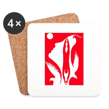 Illusion d’optique art psychédéliques formes rétro - Dessous de verre (lot de 4) - blanc - Devant