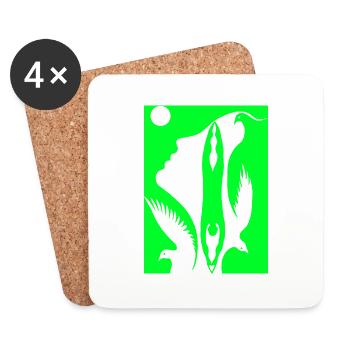 Illusion d’optique art psychédéliques formes rétro - Dessous de verre (lot de 4) - blanc - Devant