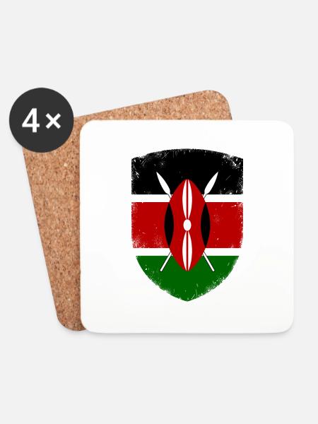 Kenia - Untersetzer (4er-Set) - Weiß