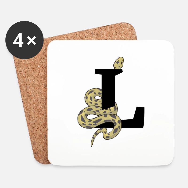 Buchstabe l Schlange - Untersetzer (4er-Set) - Weiß
