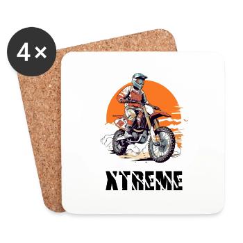 Xtreme motorcycle cross - Coasters (set of 4) - white - Front