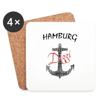 Hamburg - Untersetzer (4er-Set) - Weiß - Vorne