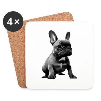 Chiens Chien bouledogue Français Chien Propriétaire - Dessous de verre (lot de 4) - blanc - Devant