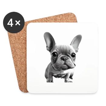 Chiens Chien Bouledogue Français Chien Propriétaire Chien - Dessous de verre (lot de 4) - blanc - Devant