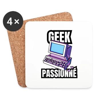 geek passionné - Dessous de verre (lot de 4) - blanc - Devant