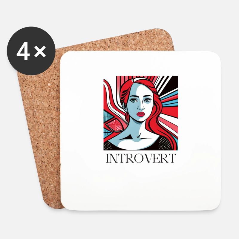 INTROVERT GIRL - Untersetzer (4er-Set) - Weiß
