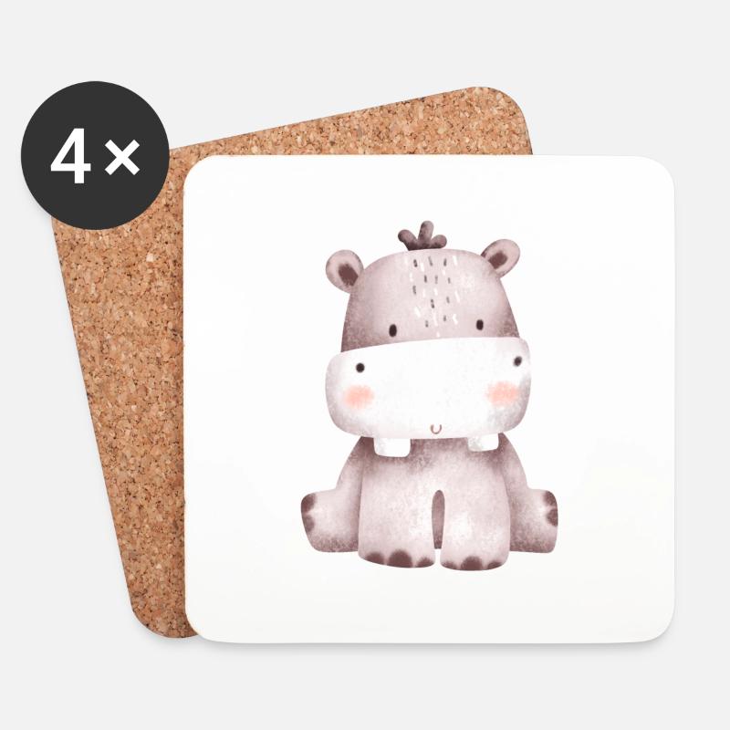 Hippo - Untersetzer (4er-Set) - Weiß