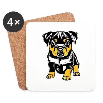 Rottweiler Chien Rottweiler Chiot Chien Chiot Chiens - Dessous de verre (lot de 4) - blanc - Devant