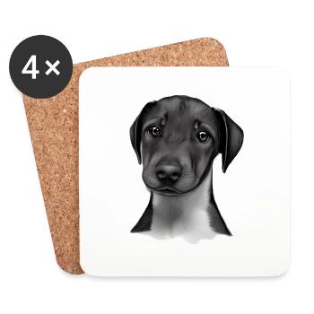 Doberman Doberman chiot chien Doberman dresseur - Dessous de verre (lot de 4) - blanc - Devant